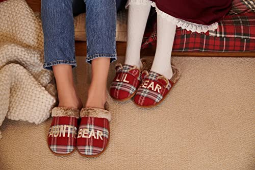 Dearfoams Kids and Toddlers Lil Bear Baby Bear Christmas Holiday Matching Pajama Family Bear Slipper