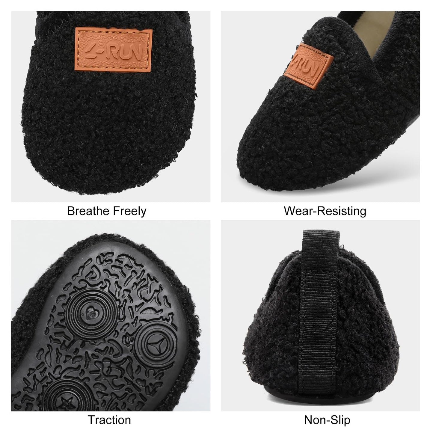 L-RUN Toddler Boys Girls House Slippers Indoor Home Shoes Warm Slipper Socks for Kids Baby Soft Winter Warm Walking Shoes