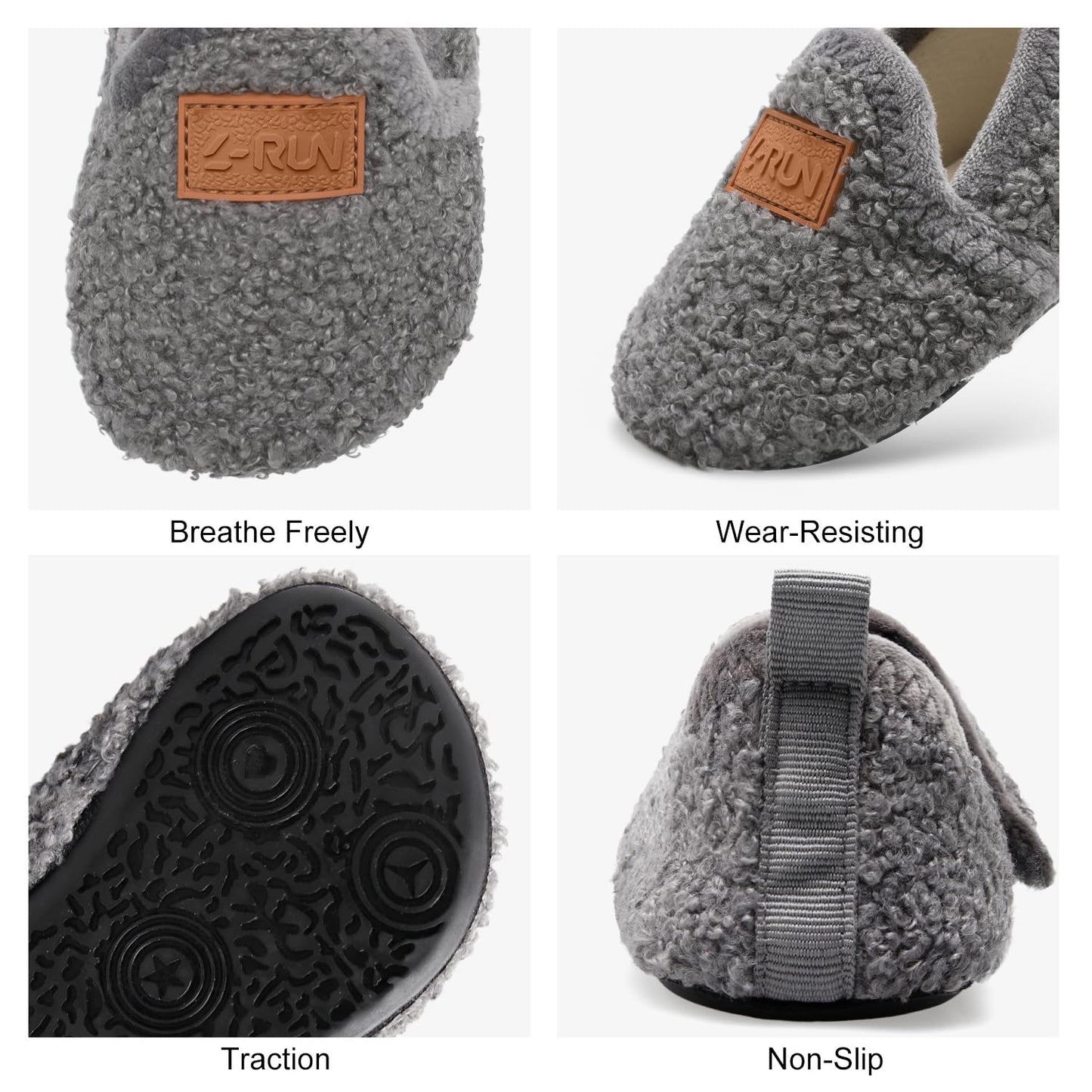 L-RUN Toddler Boys Girls House Slippers Indoor Home Shoes Warm Slipper Socks for Kids Baby Soft Winter Warm Walking Shoes