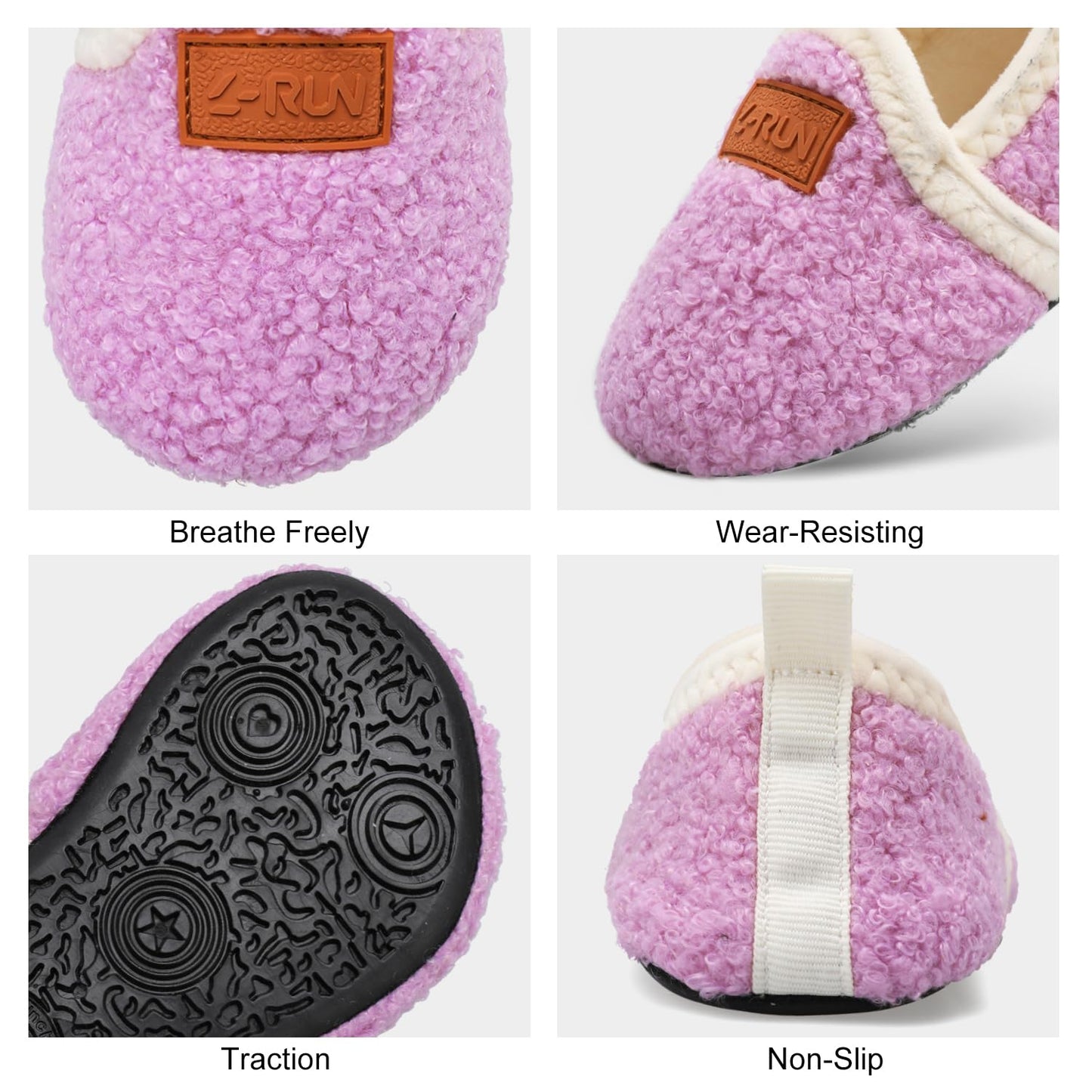 L-RUN Toddler Boys Girls House Slippers Indoor Home Shoes Warm Slipper Socks for Kids Baby Soft Winter Warm Walking Shoes