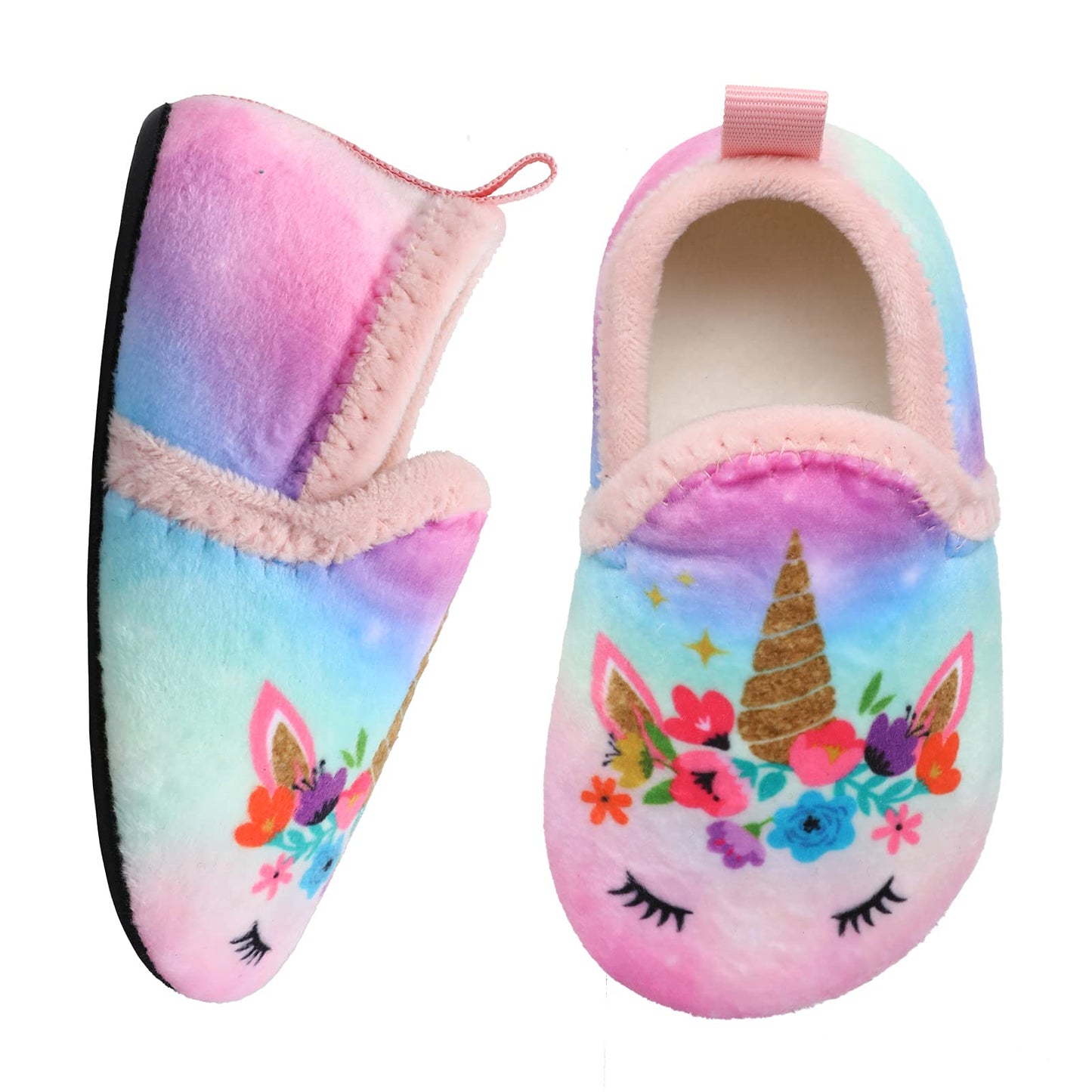 L-RUN Toddler Boys Girls House Slippers Indoor Home Shoes Warm Slipper Socks for Kids Baby Soft Winter Warm Walking Shoes