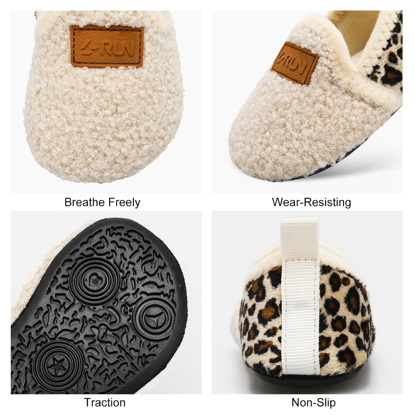L-RUN Toddler Boys Girls House Slippers Indoor Home Shoes Warm Slipper Socks for Kids Baby Soft Winter Warm Walking Shoes