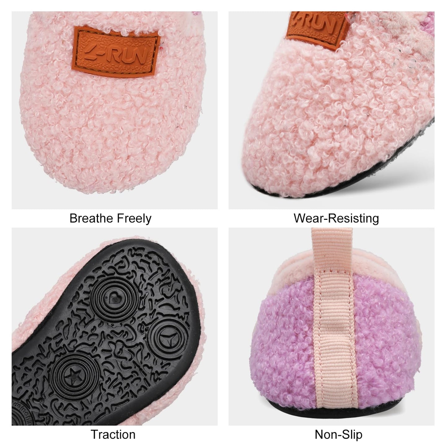 L-RUN Toddler Boys Girls House Slippers Indoor Home Shoes Warm Slipper Socks for Kids Baby Soft Winter Warm Walking Shoes