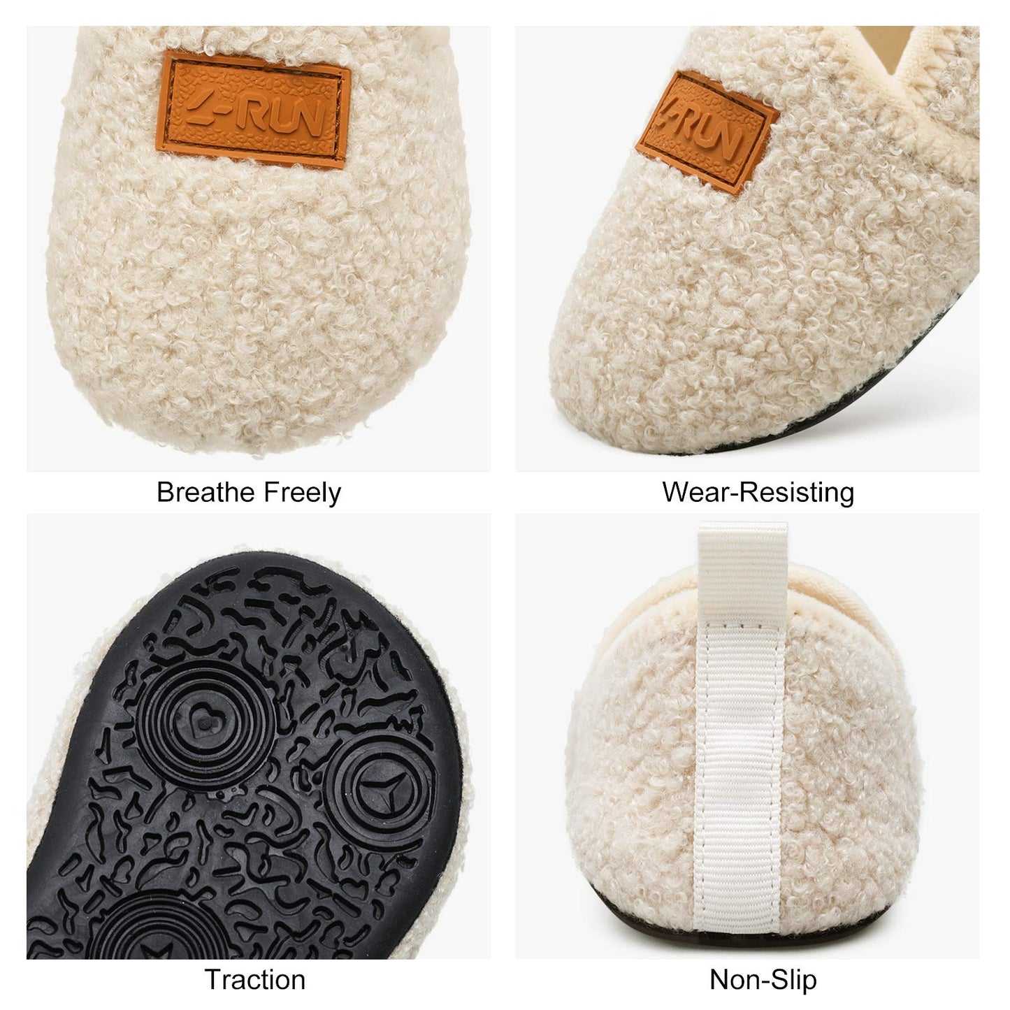 L-RUN Toddler Boys Girls House Slippers Indoor Home Shoes Warm Slipper Socks for Kids Baby Soft Winter Warm Walking Shoes