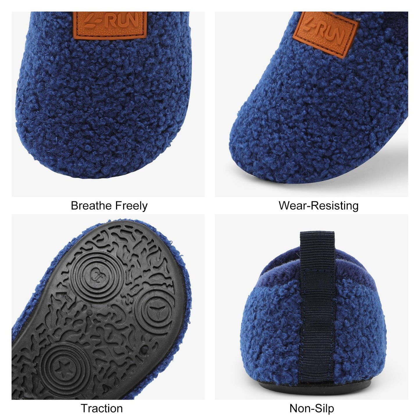 L-RUN Toddler Boys Girls House Slippers Indoor Home Shoes Warm Slipper Socks for Kids Baby Soft Winter Warm Walking Shoes