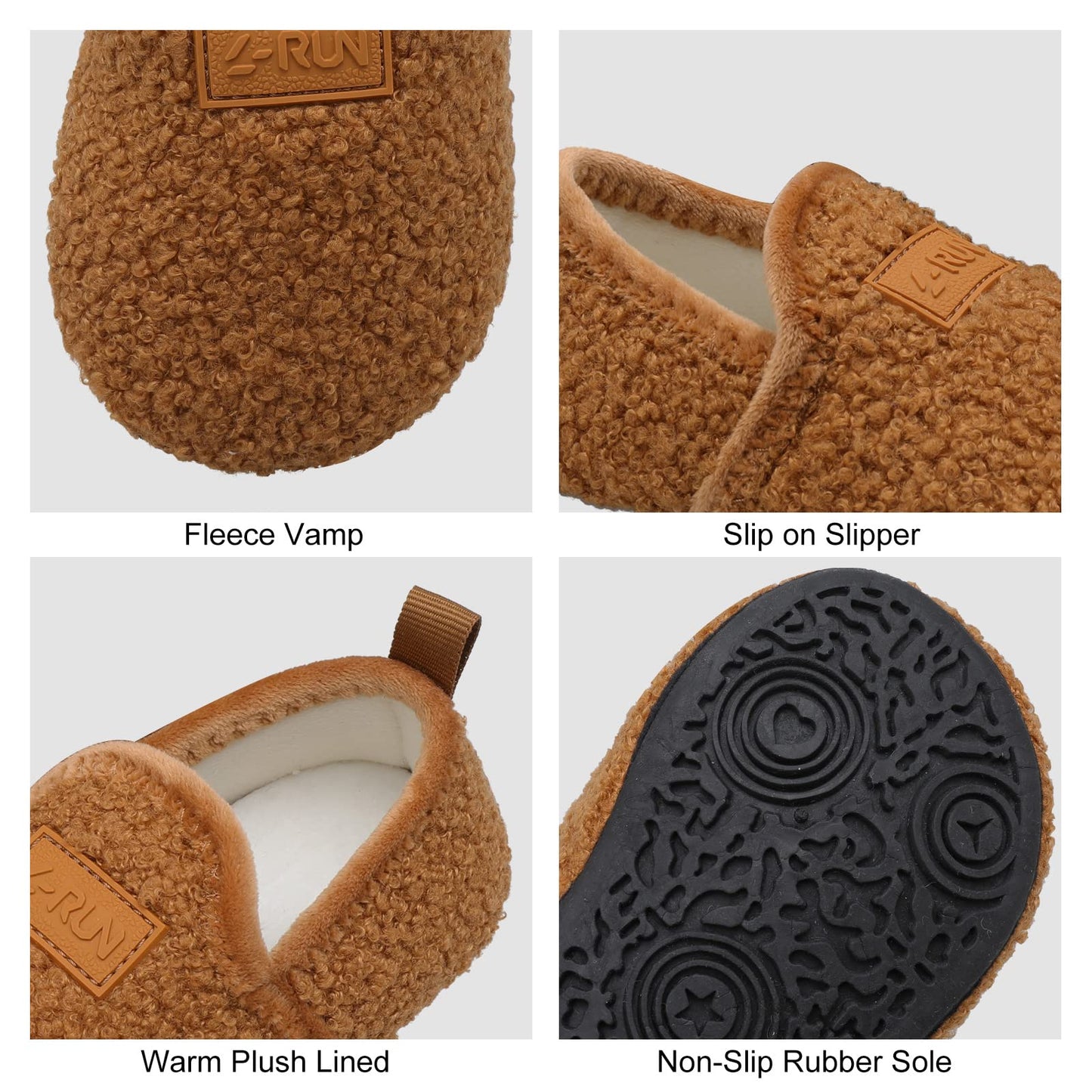L-RUN Toddler Boys Girls House Slippers Indoor Home Shoes Warm Slipper Socks for Kids Baby Soft Winter Warm Walking Shoes