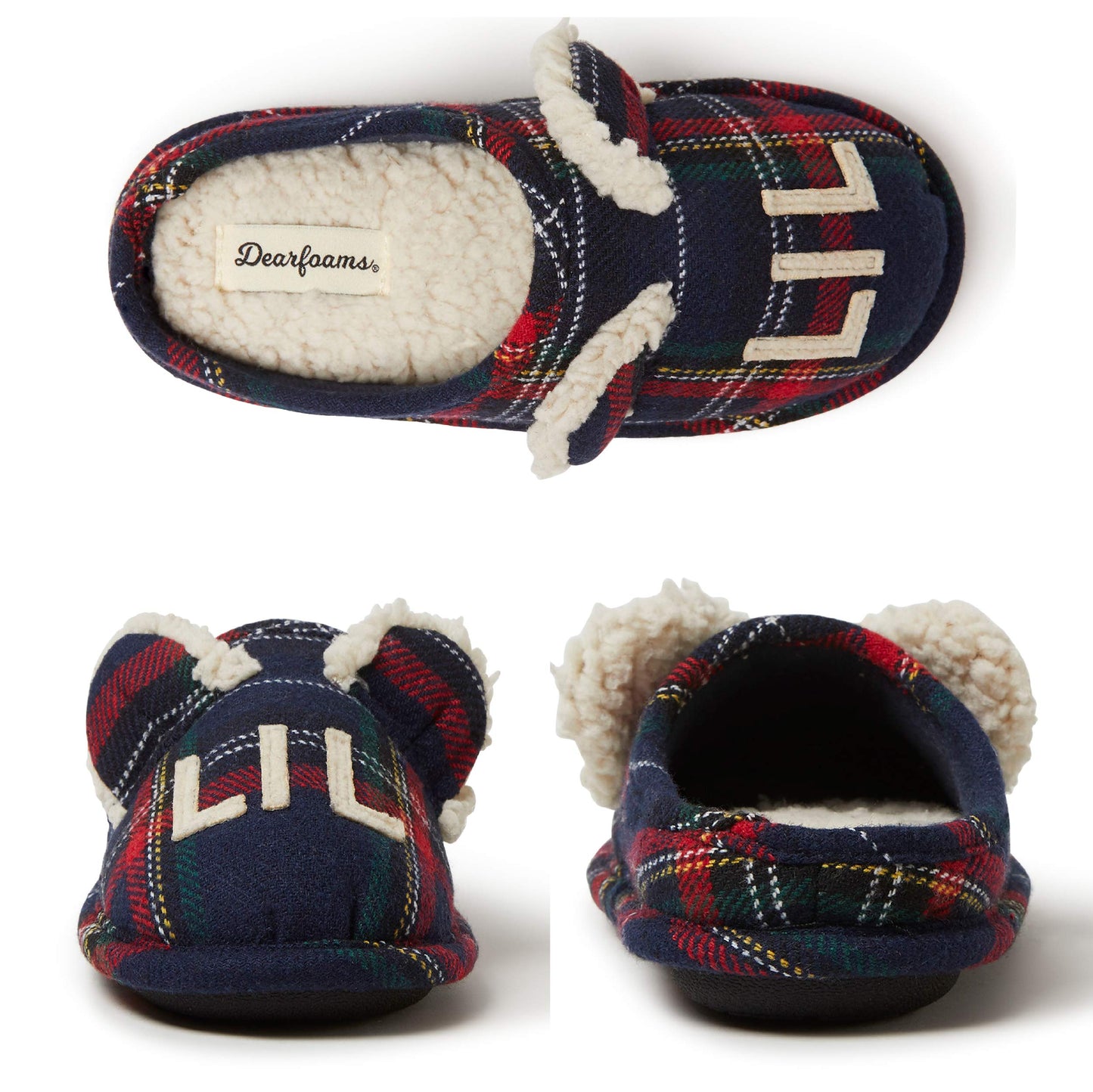 Dearfoams Kids and Toddlers Lil Bear Baby Bear Christmas Holiday Matching Pajama Family Bear Slipper