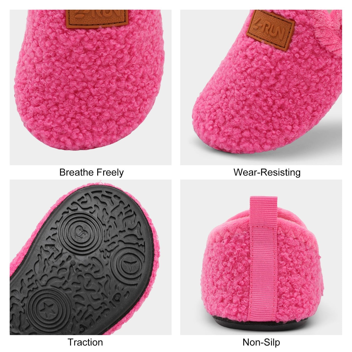 L-RUN Toddler Boys Girls House Slippers Indoor Home Shoes Warm Slipper Socks for Kids Baby Soft Winter Warm Walking Shoes