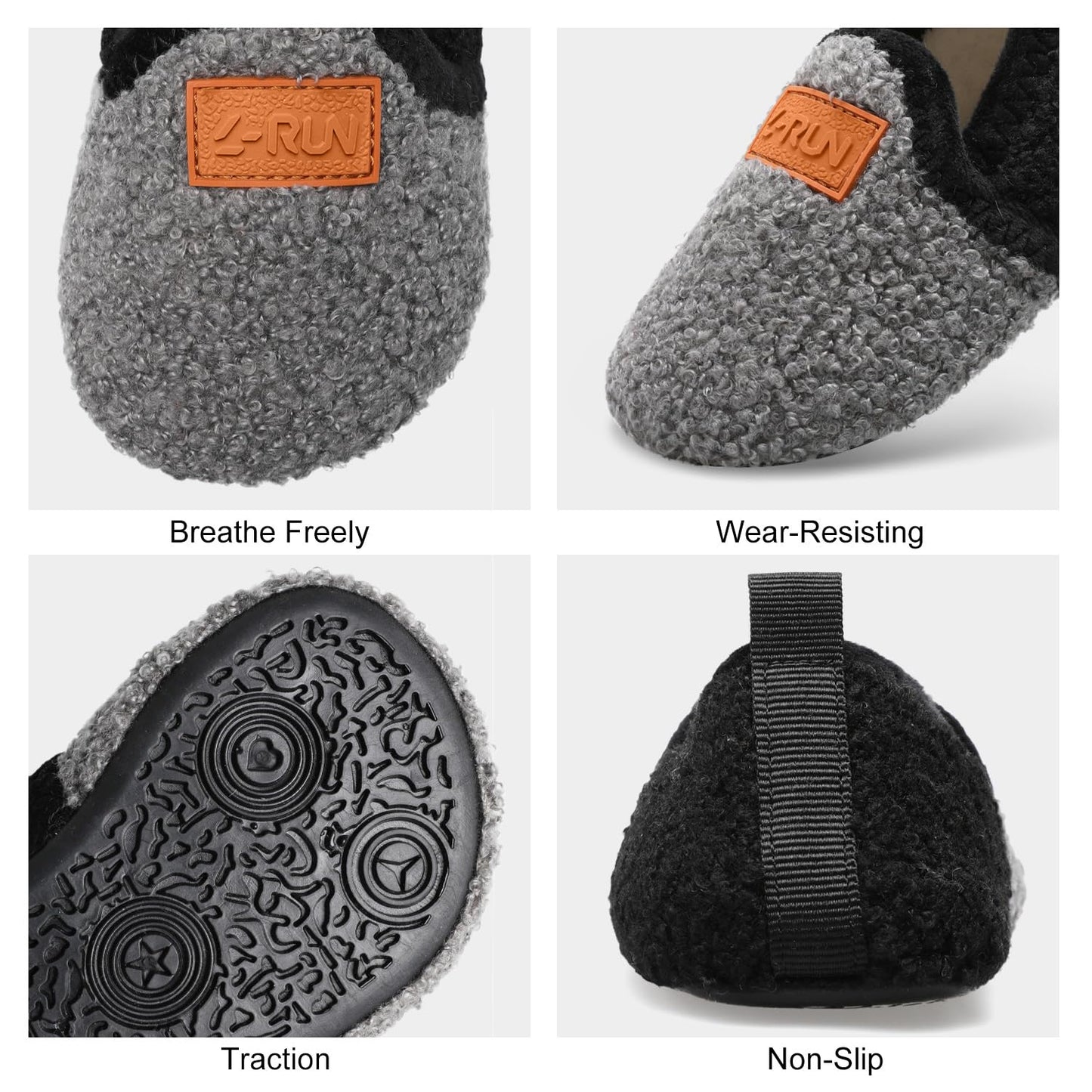 L-RUN Toddler Boys Girls House Slippers Indoor Home Shoes Warm Slipper Socks for Kids Baby Soft Winter Warm Walking Shoes
