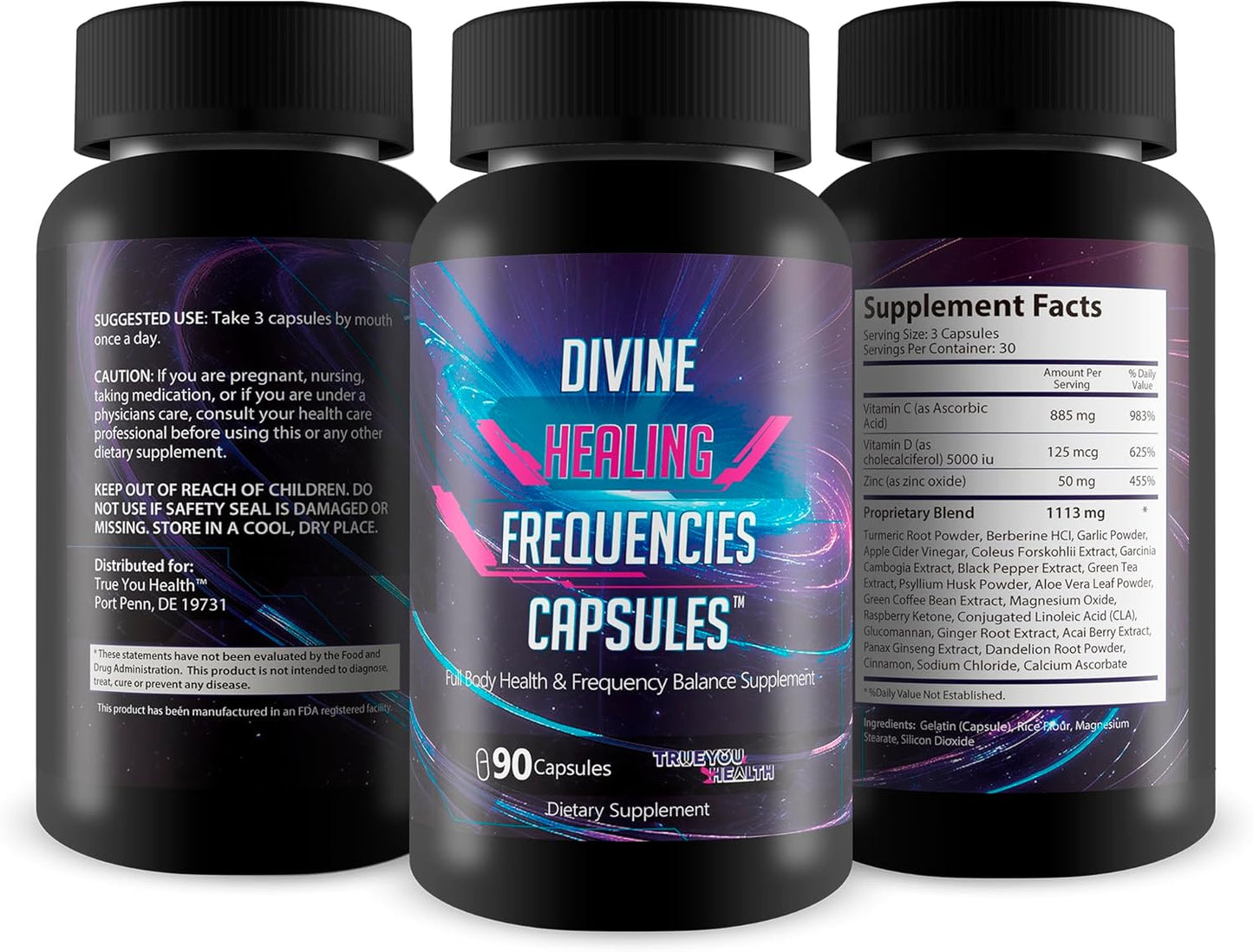 Divine Healing Frequencies Capsules - Immune Support - Our Best Health Supplements for Body & Brain Health Support - Our Best Full Body Health Supplement - Organ Support & Wound Healing Supplements