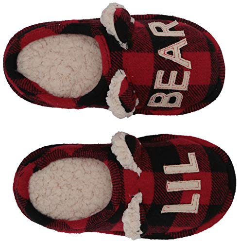 Dearfoams Kids and Toddlers Lil Bear Baby Bear Christmas Holiday Matching Pajama Family Bear Slipper