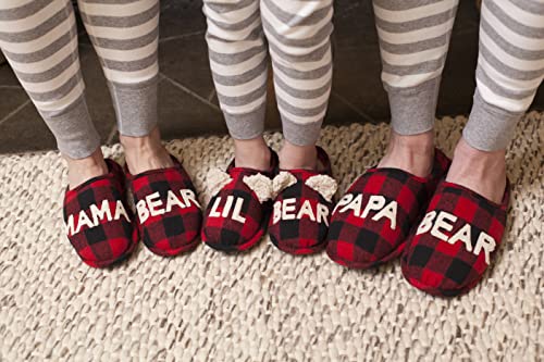 Dearfoams Kids and Toddlers Lil Bear Baby Bear Christmas Holiday Matching Pajama Family Bear Slipper