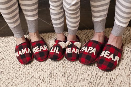 Dearfoams Kids and Toddlers Lil Bear Baby Bear Christmas Holiday Matching Pajama Family Bear Slipper