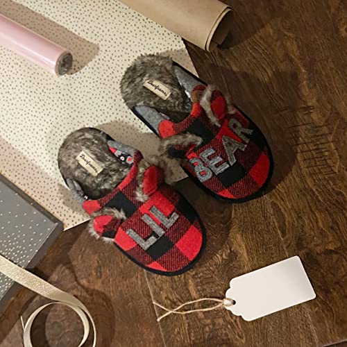 Dearfoams Kids and Toddlers Lil Bear Baby Bear Christmas Holiday Matching Pajama Family Bear Slipper
