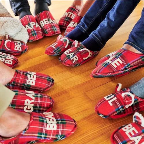 Dearfoams Kids and Toddlers Lil Bear Baby Bear Christmas Holiday Matching Pajama Family Bear Slipper