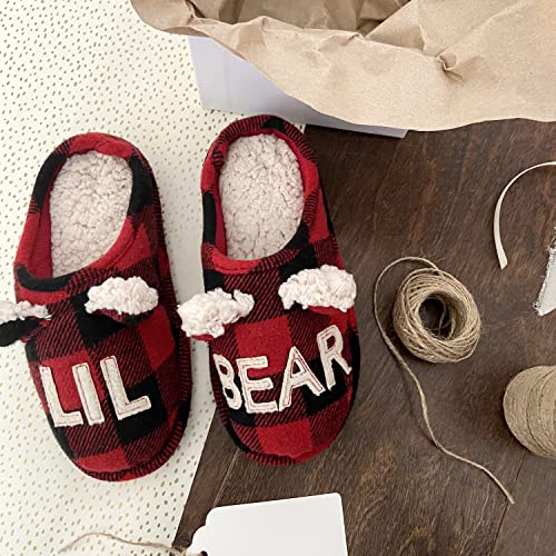 Dearfoams Kids and Toddlers Lil Bear Baby Bear Christmas Holiday Matching Pajama Family Bear Slipper