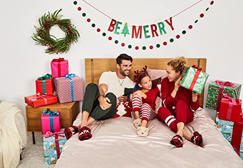 Dearfoams Kids and Toddlers Lil Bear Baby Bear Christmas Holiday Matching Pajama Family Bear Slipper