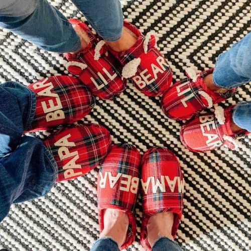 Dearfoams Kids and Toddlers Lil Bear Baby Bear Christmas Holiday Matching Pajama Family Bear Slipper