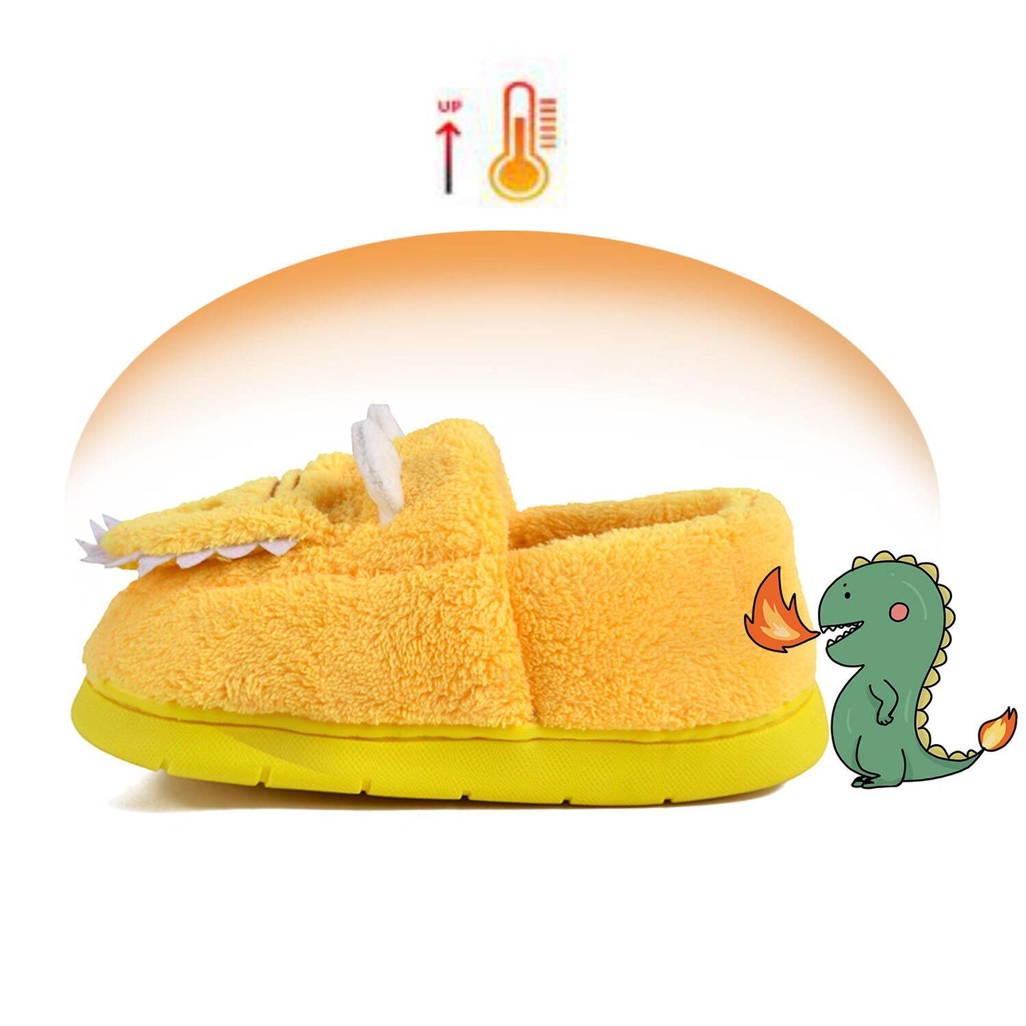 JACKSHIBO Girls Boys Home Slippers Warm Dinosaur House Slippers for Toddler Fur Lined Winter Indoor shoes
