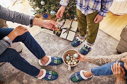Dearfoams Kids and Toddlers Lil Bear Baby Bear Christmas Holiday Matching Pajama Family Bear Slipper