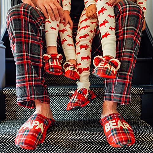 Dearfoams Kids and Toddlers Lil Bear Baby Bear Christmas Holiday Matching Pajama Family Bear Slipper