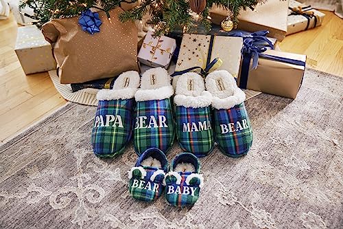 Dearfoams Kids and Toddlers Lil Bear Baby Bear Christmas Holiday Matching Pajama Family Bear Slipper