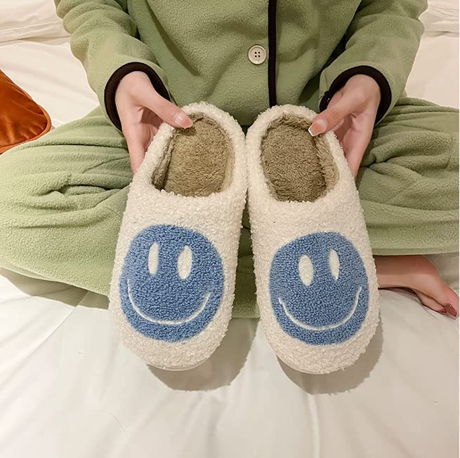 FUUPNN Smile Face Slippers for Girls Boys,Retro Cute Soft Plush Indoor Outdoor Shoes Fuzzy House Lightweight Slippers with Memory Foam Warmth Happy face Slippers Non Slip Smile Slippers for Winter