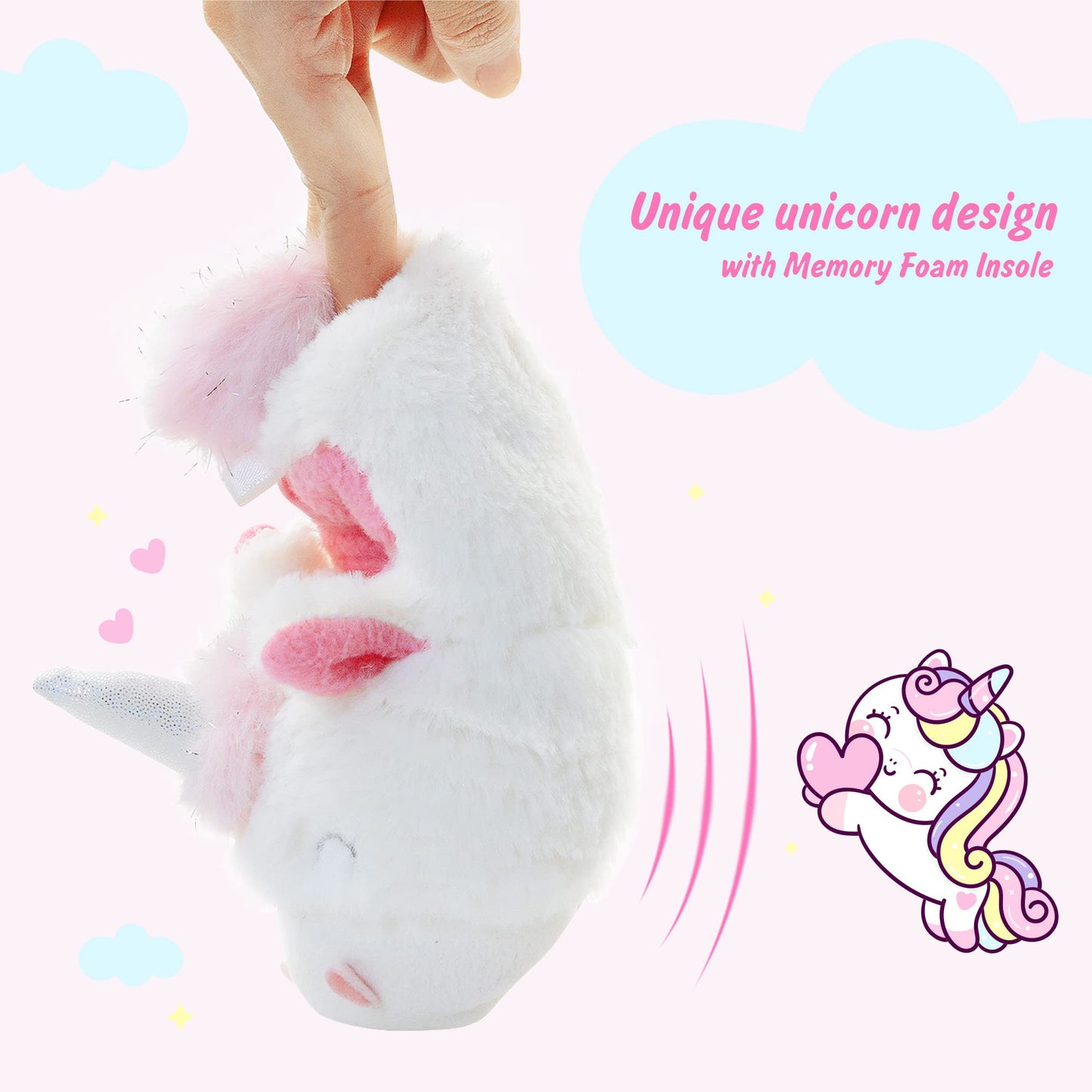 LA PLAGE Girls Unicorn Slippers for Toddler Kid Comfortable Wave-like Cozy Soft House Slippers for Toddler Girl