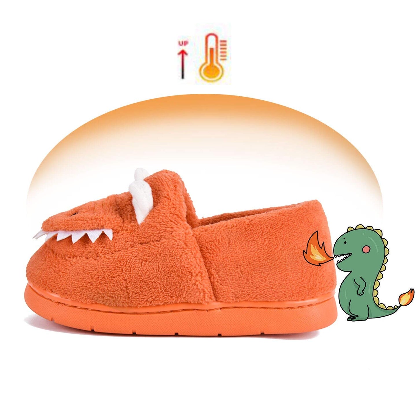 JACKSHIBO Girls Boys Home Slippers Warm Dinosaur House Slippers for Toddler Fur Lined Winter Indoor shoes