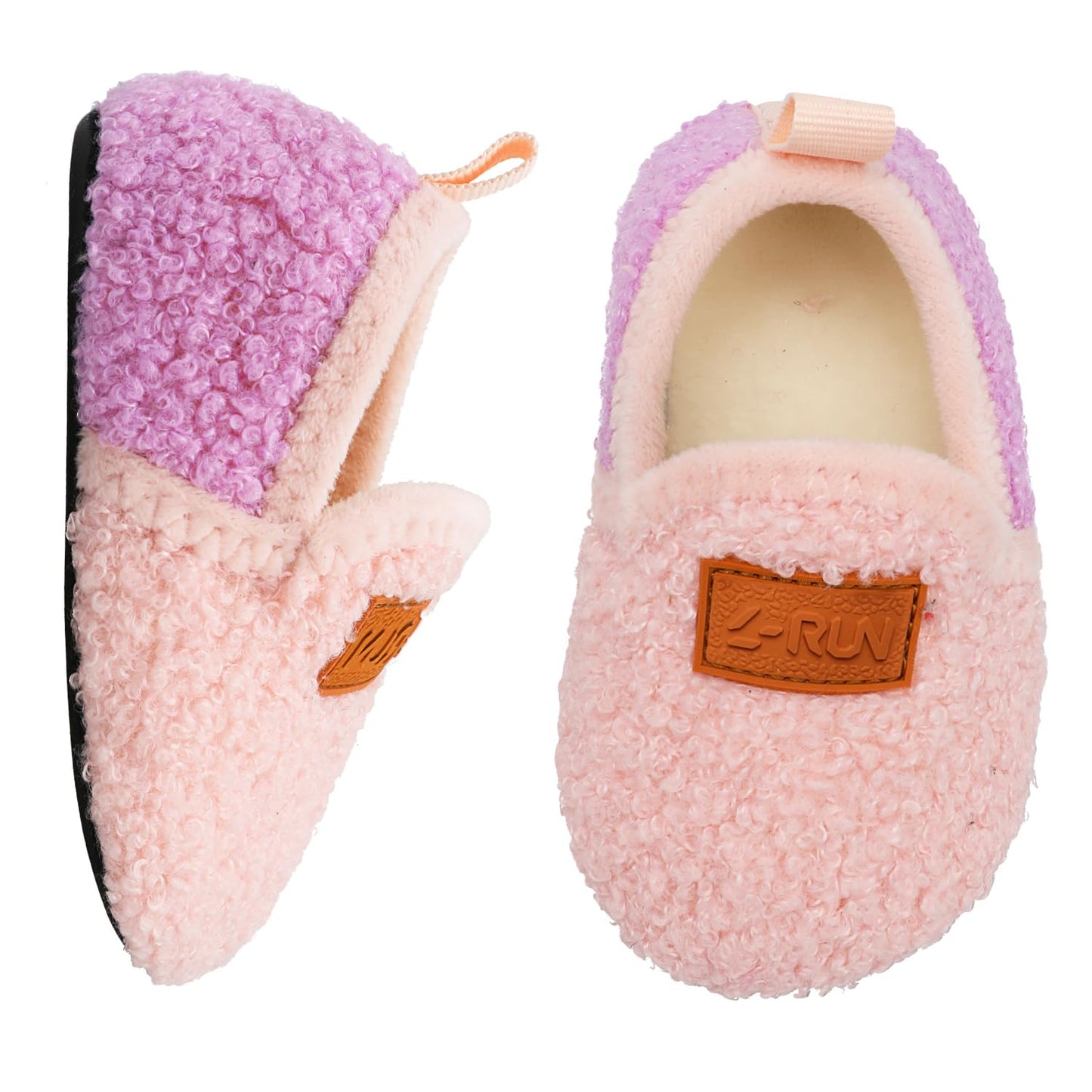 L-RUN Toddler Boys Girls House Slippers Indoor Home Shoes Warm Slipper Socks for Kids Baby Soft Winter Warm Walking Shoes
