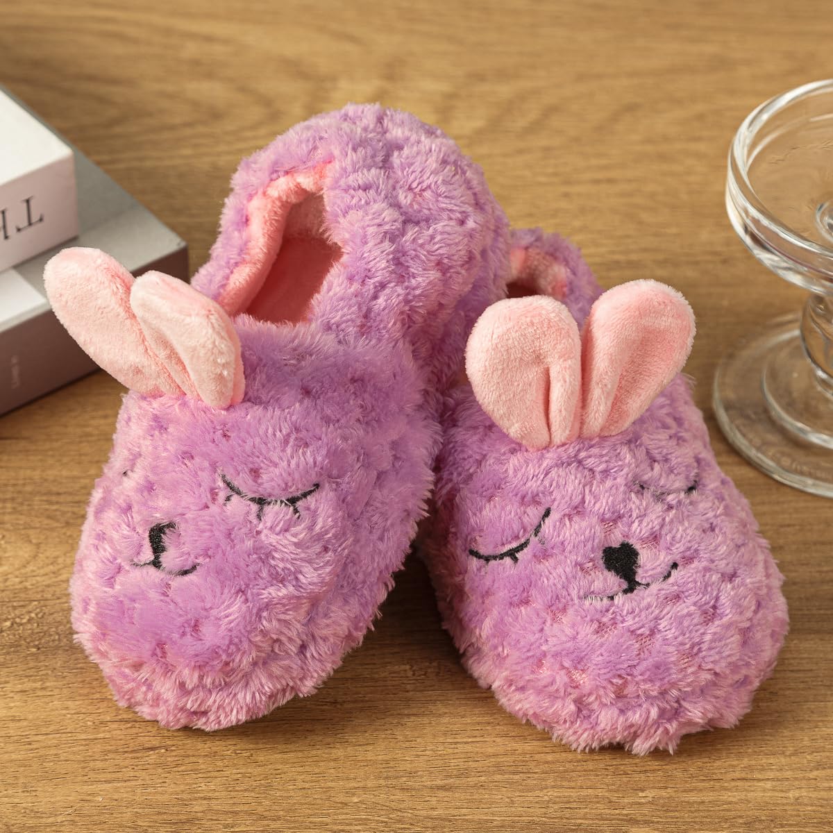 Baby Girls' House Slippers with Non-Slip Rubber