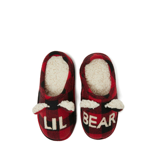 Dearfoams Kids and Toddlers Lil Bear Baby Bear Christmas Holiday Matching Pajama Family Bear Slipper