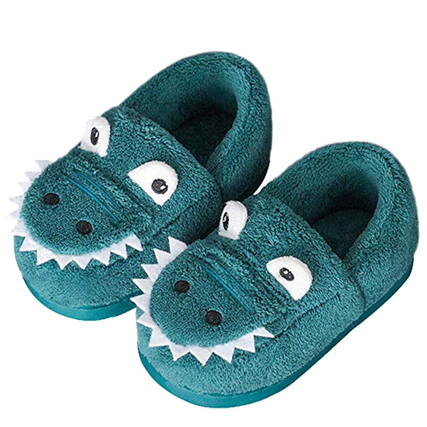 JACKSHIBO Girls Boys Home Slippers Warm Dinosaur House Slippers for Toddler Fur Lined Winter Indoor shoes
