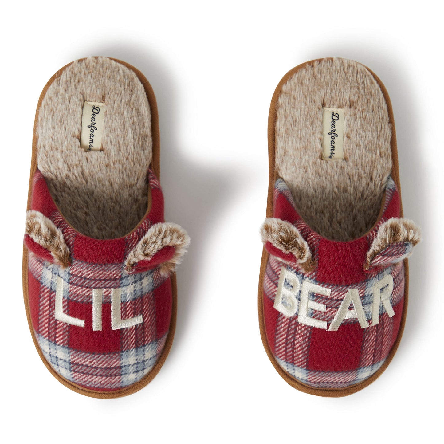 Dearfoams Kids and Toddlers Lil Bear Baby Bear Christmas Holiday Matching Pajama Family Bear Slipper