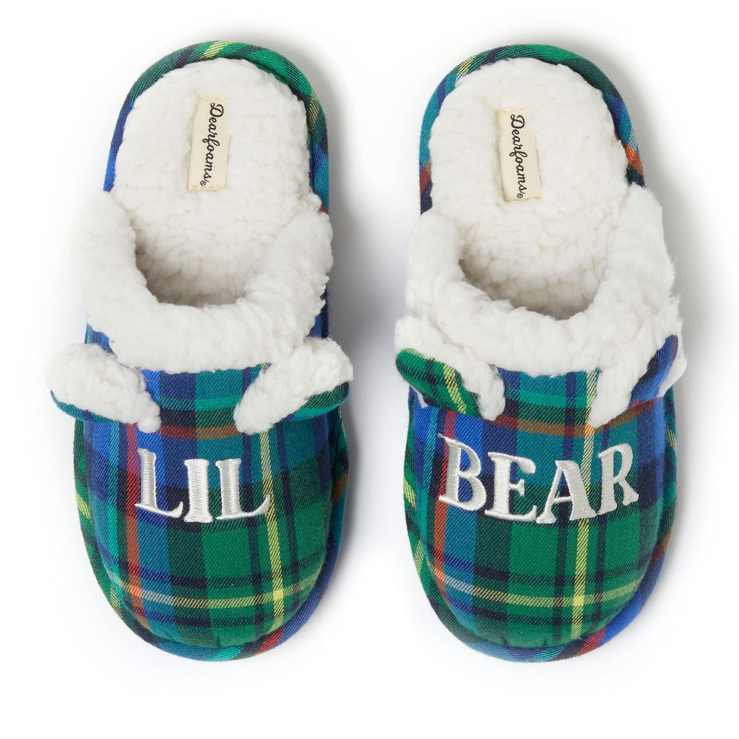 Dearfoams Kids and Toddlers Lil Bear Baby Bear Christmas Holiday Matching Pajama Family Bear Slipper