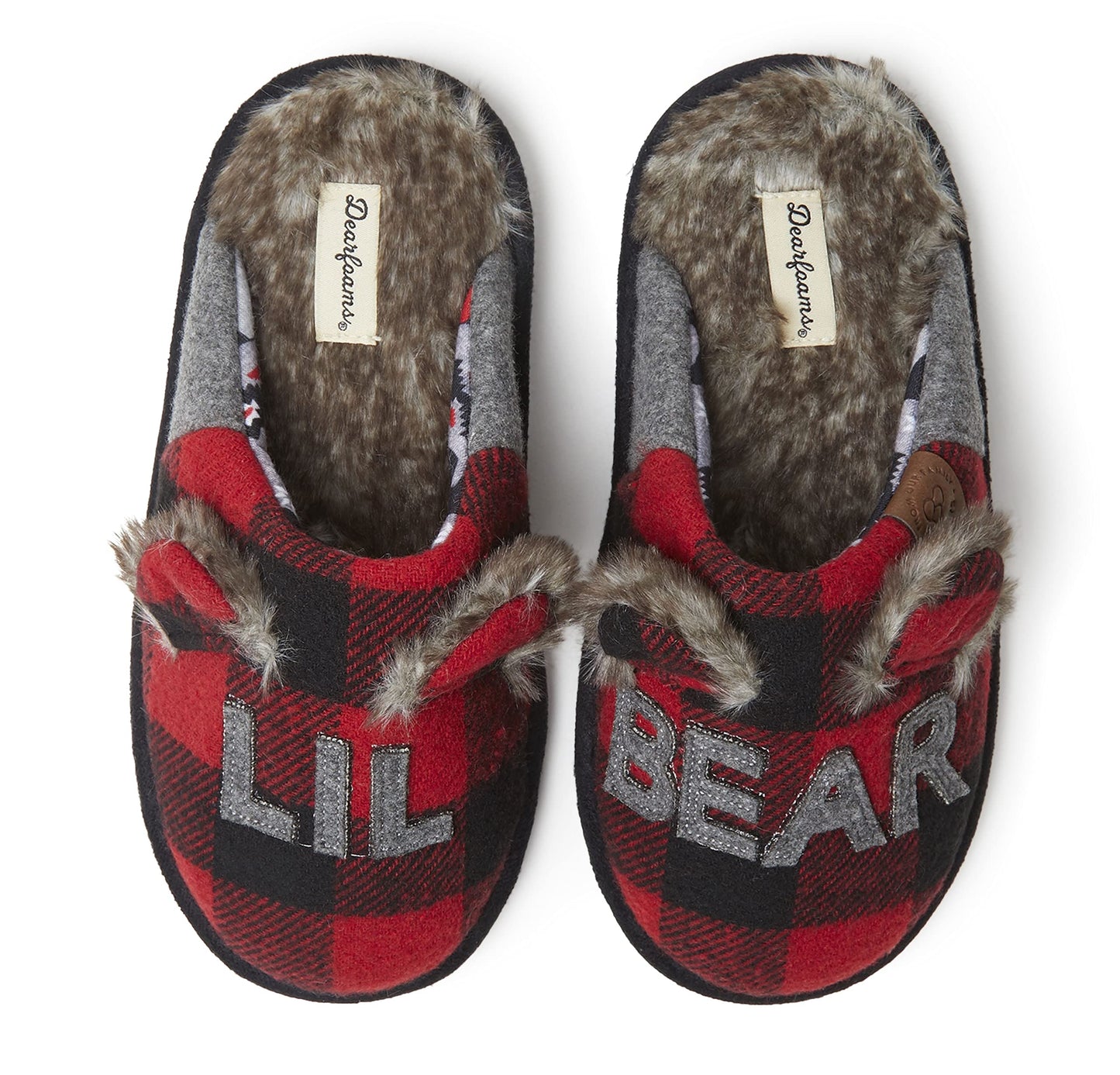 Dearfoams Kids and Toddlers Lil Bear Baby Bear Christmas Holiday Matching Pajama Family Bear Slipper