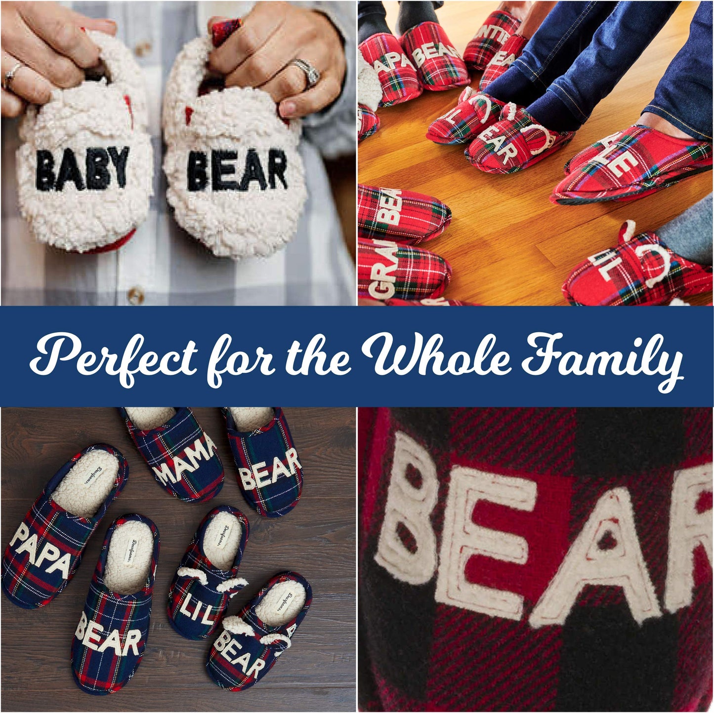 Dearfoams Kids and Toddlers Lil Bear Baby Bear Christmas Holiday Matching Pajama Family Bear Slipper
