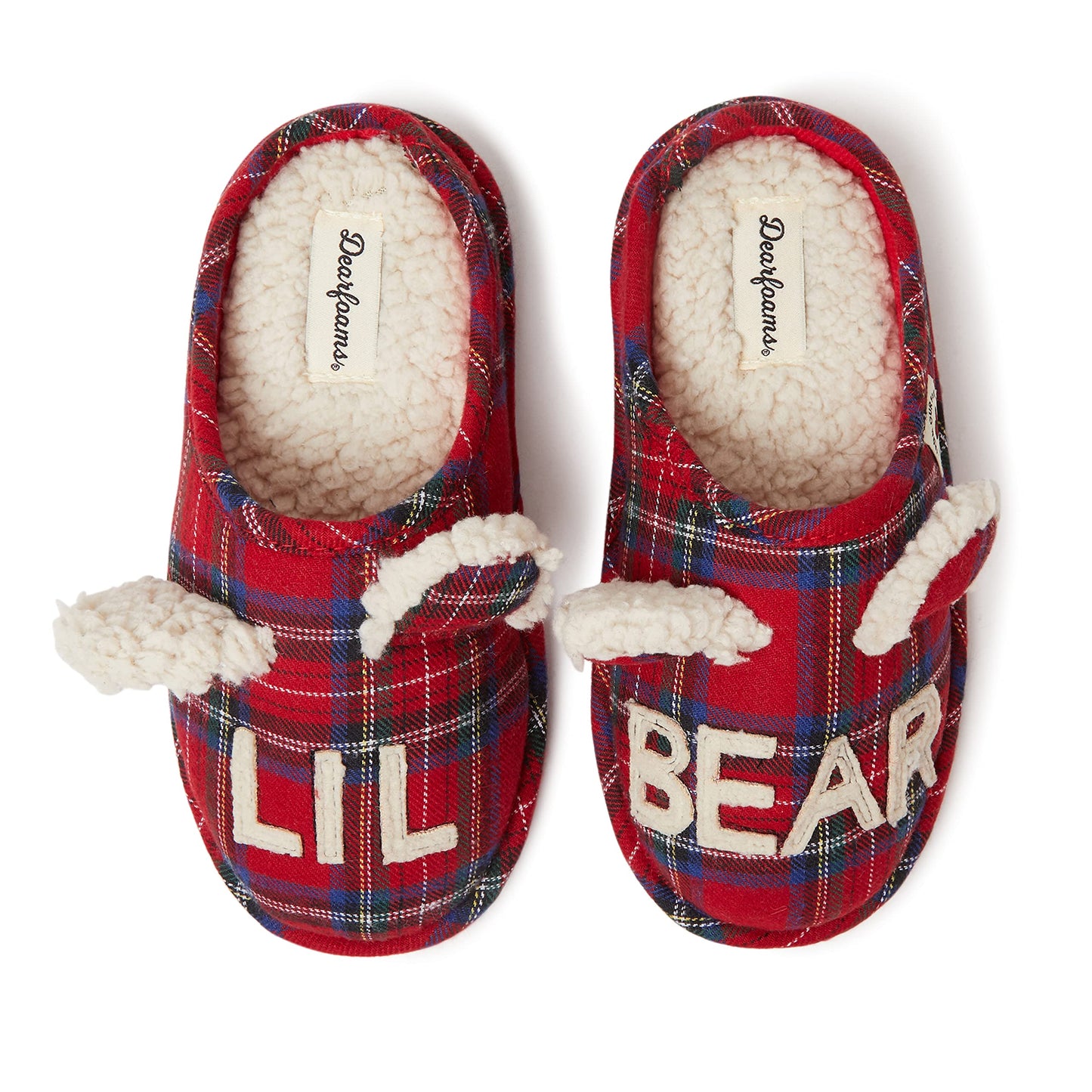 Dearfoams Kids and Toddlers Lil Bear Baby Bear Christmas Holiday Matching Pajama Family Bear Slipper